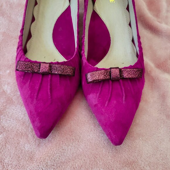 Miss L Fire 'Marilyn' Pointed Toe Suede Stiletto Fuchsia Pink Size 41 / 10 - Picture 4 of 11